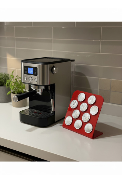 Trend Pleksi L Capsule Coffee Stand (Nespresso & Jacobs Capsule Compatible 10 Capacity Red)