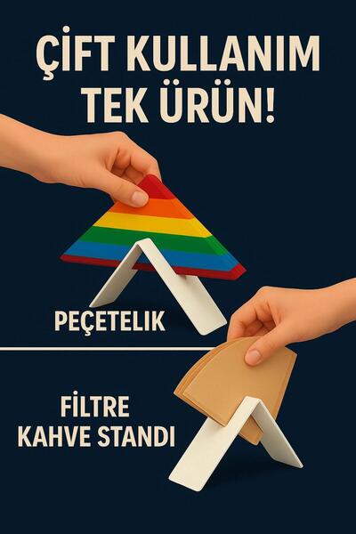 VENON 2 Li Set Beyaz METAL Filtre Kahve Stand Filtre Kahve Kağıt Tutucu Üçgen Peçetelik Kahve Köşesi