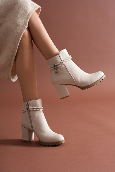 sv savves Women's Zippered Buckle Detailed Daily Use Short Heeled Boots Shoes