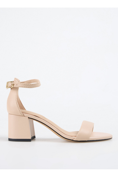 Tommy Hilfiger Deri Bej Kadın Topuklu Sandalet FW0FW08673