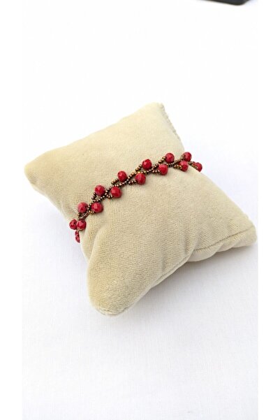 Bircan Hediyelik روبي الأحمر كريستال النحاس اللون الرمال الخرز الحب سوار