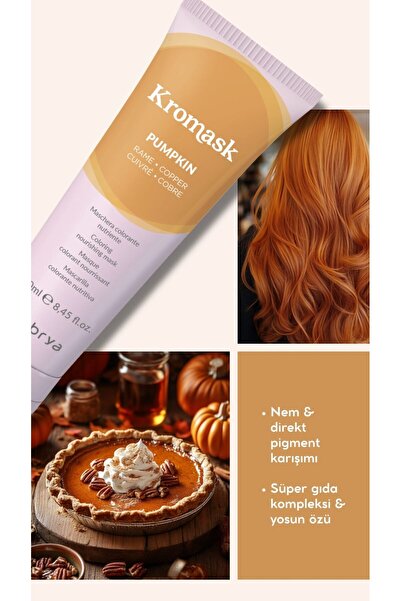 Inebrya Kromask Pumpkin Copper Pigment Maske 250 ml | Bakır Tonlu Saçlara Sıcak, Parlak ve Bakımlı Görünüm