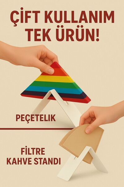 VENON 2 Li Set Beyaz METAL Filtre Kahve Stand Filtre Kahve Kağıt Tutucu Üçgen Peçetelik Kahve Köşesi