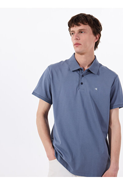Calvin Klein Erkek Pamuklu Normal Kalıp Kısa Kollu Gri Polo Yaka T-Shirt LV040HM281-FCG
