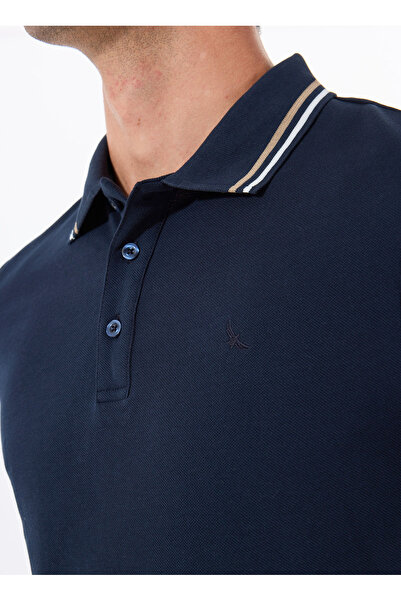 ALTINYILDIZ CLASSICS Ανδρικό μπλουζάκι Sixstars Classics Polo με λαιμόκοψη μονόχρωμο Navy Blue ACE091252344_LAC