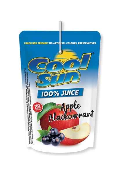 cool sun 100% Apple & Blackcurrant Juice 200ml No Add Sugar X 40 Pcs