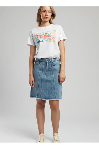 Lee Cooper Standard Waist Women's Straight Standard Skirt 252 Lcf 126004 Kaylie Denim