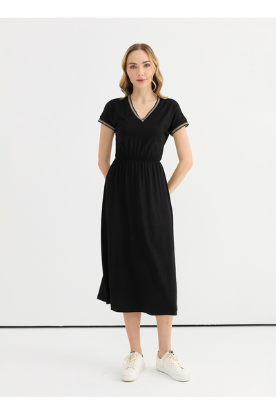 Selen Siyah Kadın Elbise 25YSL7589