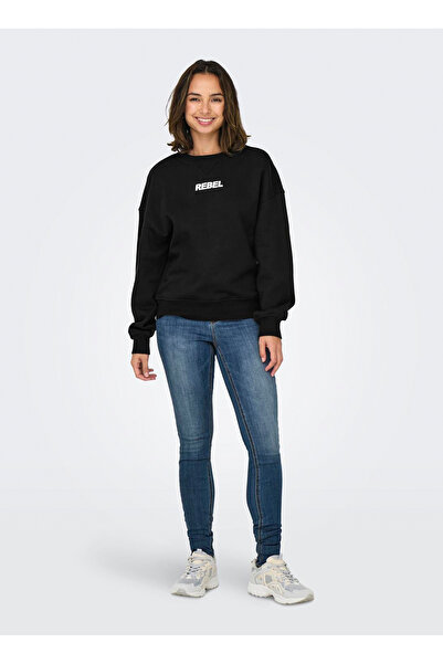 ONLY Onlsofia L/S Word O-Neck Swt Women's Sweat 15329876 Black