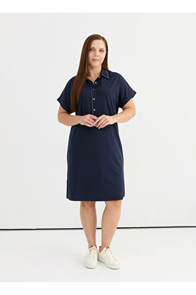 Selen Polo Yaka Düz Lacivert Kadın Bluz 25YSL7602