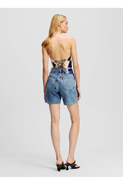 Karl Lagerfeld Jeans Yüksek Bel Normal Mavi Kadın Denim Şort A2W10041