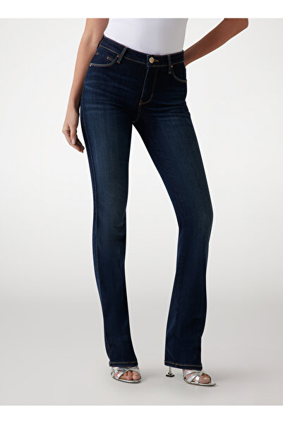 Guess Yüksek Bel Düz Paça Regular Fit Mavi Kadın Denim Pantolon SEXY STRAIGHT POWER - ECO VISCOSE B