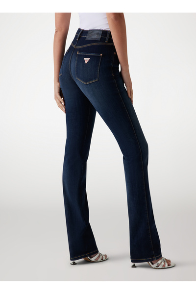 Guess Yüksek Bel Düz Paça Regular Fit Mavi Kadın Denim Pantolon SEXY STRAIGHT POWER - ECO VISCOSE B