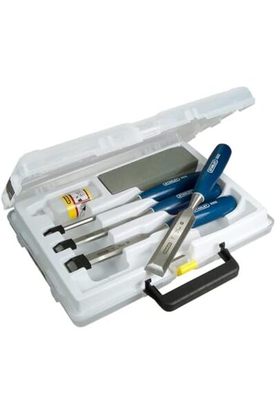 Stanley 4 Piece Chisel Set Includes 6, 12, 18, 25 mm High Carbon Steel Blade Chisels With Sharpening