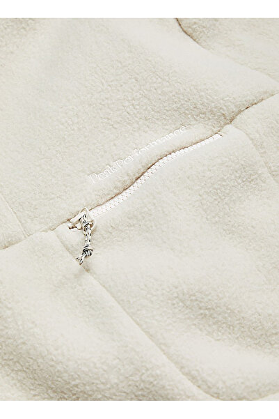 Peak Performance M Fleece Snap T-Neck-Sand Fog Cream Zipper Collar Regular Fit Men's Fleece Sweatshirt