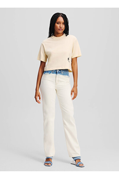 Karl Lagerfeld Jeans Yüksek Bel Düz Paça Normal Beyaz Kadın Denim Pantolon A2...