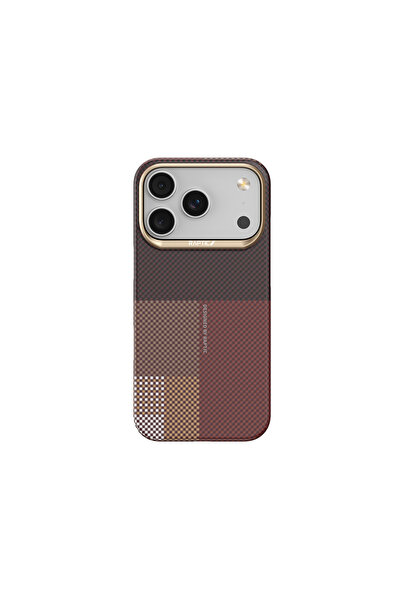 Raptic iPhone 17 Pro Max Uyumlu Kılıf M-safe Şarjlı Aramid Skin Transform Serisi Kapak Kahverengi