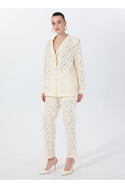 Fabrika Standart Bel Normal Beyaz Kadın Pantolon F5SL-PNT0036