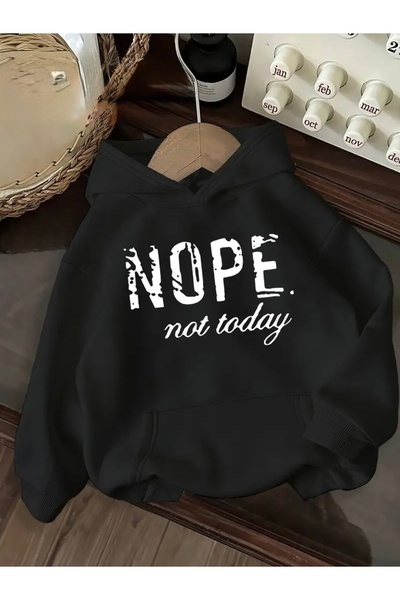 FUFLUNS سترة رياضية كبيرة الحجم مطبوعة عليها 'لا اليوم' للجنسين (نساء/رجال)