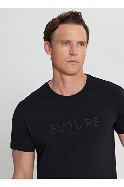 ALTINYILDIZ CLASSICS Altınyıldız Classics Crew Neck Printed Black Men's T-Shirt Ace091252078_Syh