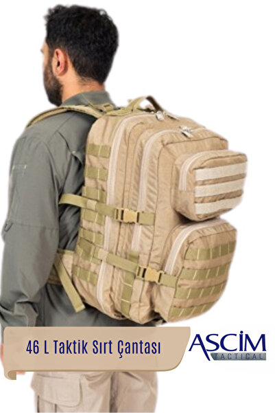 ASCİM Ascim 46 Litre Su Geçirmez Cordura Kumaş Taktik Askeri Kamp Yürüyüş Sır...