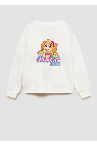 Monila Kız Çocuk Paw Patrol Baskılı 3 İplik Kumaş Pamuklu Sweatshirt