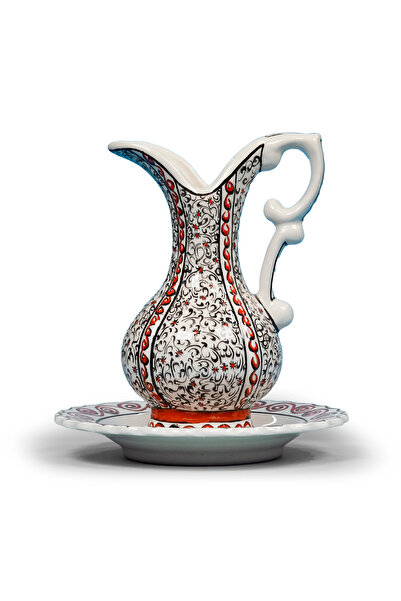CFTC Tile & Ceramic El Yapımı İznik Çini Takım – Spiral Motifli Sürahi & Tabak