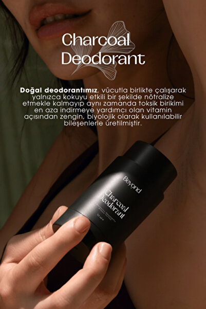 Beyond Handmade Charcoal Doğal Dedorant – %100 Doğal - Gün Boyu Ferahlık ve Koku Önleyici Etki - 50 ML