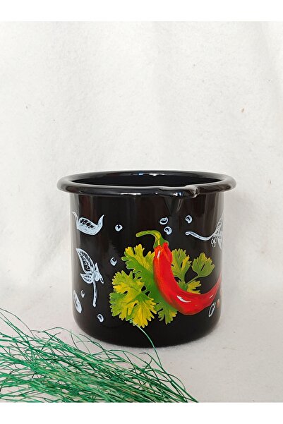 EBRULİEMAYE Pepper Enamel Milk Pot 1.5 Liters 12 cm Diameter Yogurt Milk Soup...