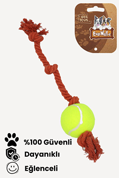 Eva & Wall-e Tenis Toplu Halat Köpek Oyuncağı | Orta ve Büyük Irklar İçin Dayanıklı İpli Çekiştirme Topu