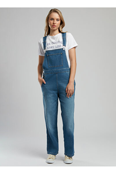 Lee Cooper Mom Fit Women's Salopet 252 Lcf 125001 Flowers Denim