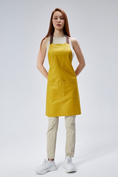 Monki Haus Stain-Proof Mustard Apron for Cafe, Barista, Hairdresser, Kitchen, Chef, Chef, Painter and Florist Aprons