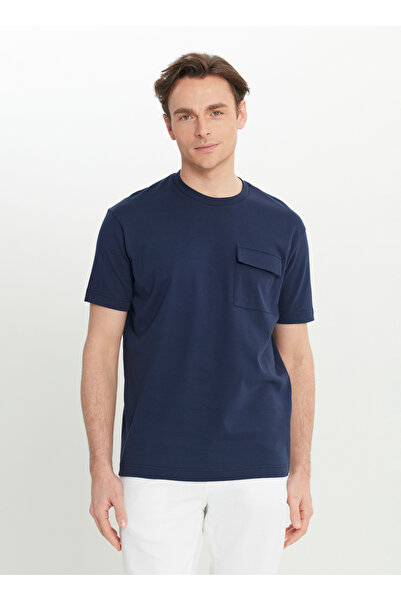 ALTINYILDIZ CLASSICS Altınyıldız Classics Crew Neck Plain Navy Blue Men's T-S...