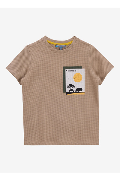 Discovery Expedition Baskılı Bej Erkek Çocuk T-Shirt D5SB-TST3243