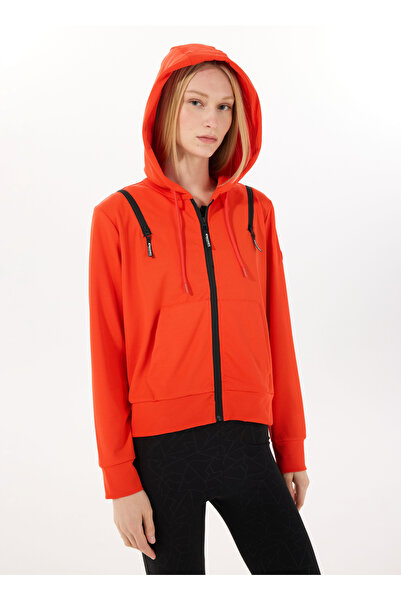 Discovery Expedition D5SL-SWT3568 Kırmızı Kapüşon Yaka Relaxed Düz Kadın Swea...