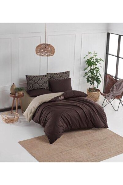 The Fabric Daisy Düz Rustic Double-Sided Duvet Cover Set Double Size Ranforce