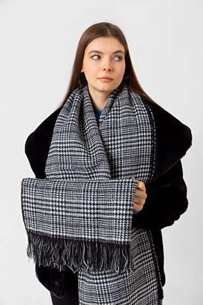 Luminos Butik Μαύρο καρό χειμωνιάτικο κασκόλ - Κομψότητα και ζεστασιά Σχεδιασμένο Sal1212