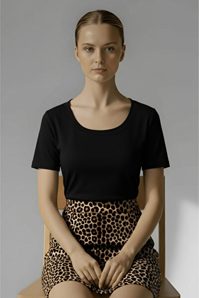 Thestiluxe Широкий комір Basic Ultra Soft Бавовна Віскоза Короткий рукав М'як...