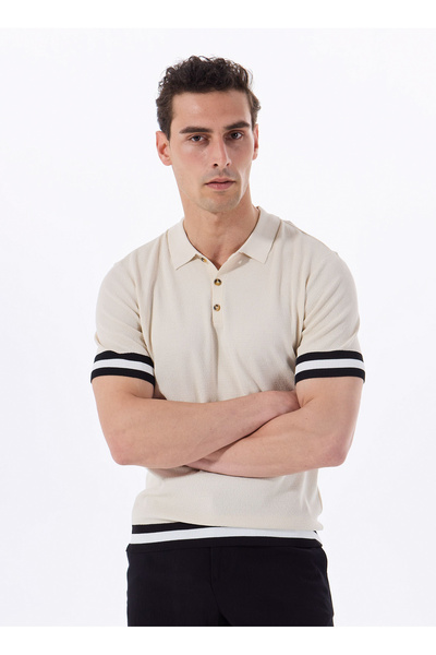 FABRIKA COMFORT Polo Yaka Regular Fit Jakarlı Bej Erkek Kazak FC5SM-KZK 2567