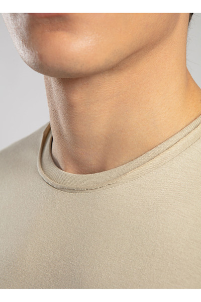 Lee Cooper Ανδρικό μπλουζάκι με στρογγυλή λαιμόκοψη μπεζ 252 LCM 242005 GAEL BEIGE