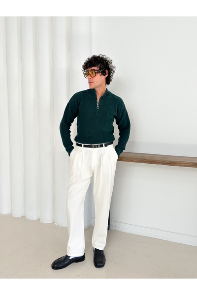 OTAKU Unisex pletený svetr s polovičním zipem