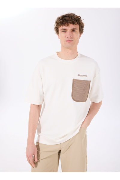 Discovery Expedition D5SM-TST3782 Kırık Beyaz Bisiklet Yaka Loose Fit Baskılı...