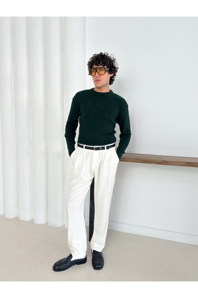 YONEZ MODA Трикотажен пуловер - дизайн с кръгло деколте