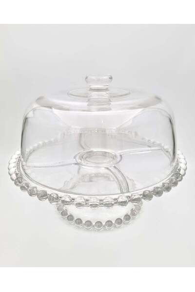 Elegant Heavy glass cake serving plate, cake stand and serving plate for sweets, nuts and fruits