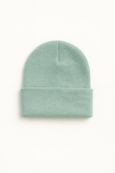 Funny Life Unisex Folded Turquoise and Mustard 2-Piece Beanie Set