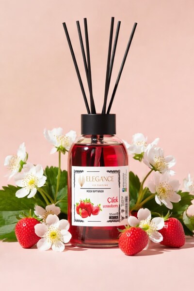 Elegance vip Perfume Özel Fiyat - Çilek Reed Diffuser Bambu Çubuklu Oda Kokusu (55 ML)