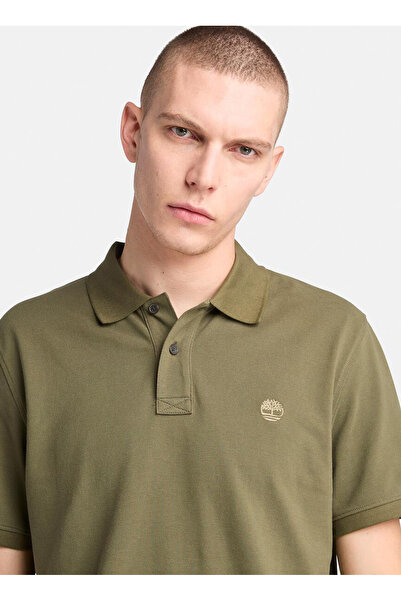 Timberland Millers River Pique Short Sleeve Po Green Embroidered Men's Polo T-Shirt
