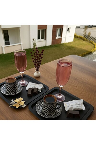 VENON 1 Piece Caution Black Butterfly Presentation Tray with Accessories Presentation Tray Serving Tray Coffee Tea