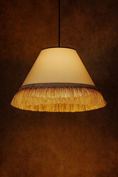 VENON Çise Tekli Siyah Abajur Krem Püsküllü Avize Bohem Tarzın En Modern Hali...