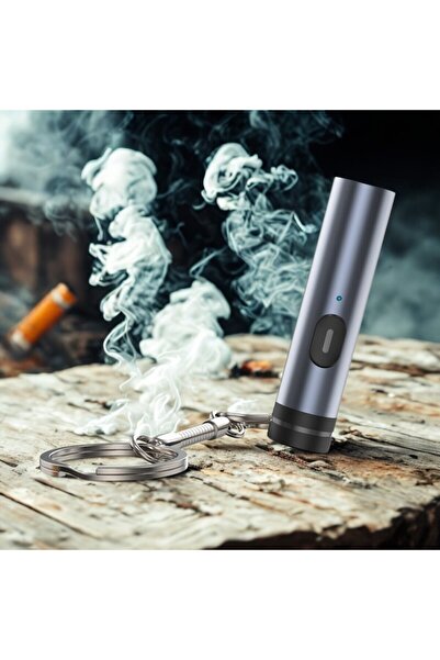 OEM Portable Electric Lighter – USB Type C, Aluminum Keychain, Gray, Modern Design